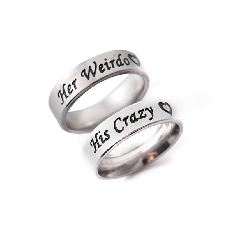 Fashion His Crazy Her Weirdo Couple Ring