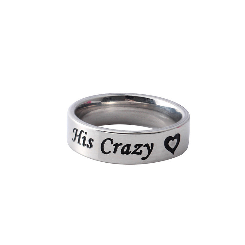 Fashion His Crazy Her Weirdo Couple Ring