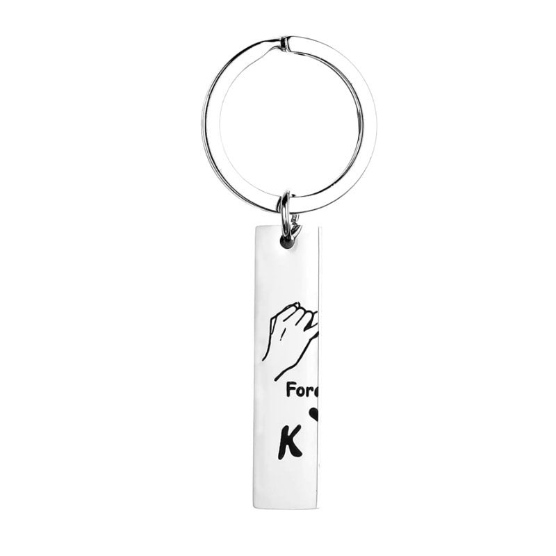 Couple King Queen Forever Keychain Stainless Steel