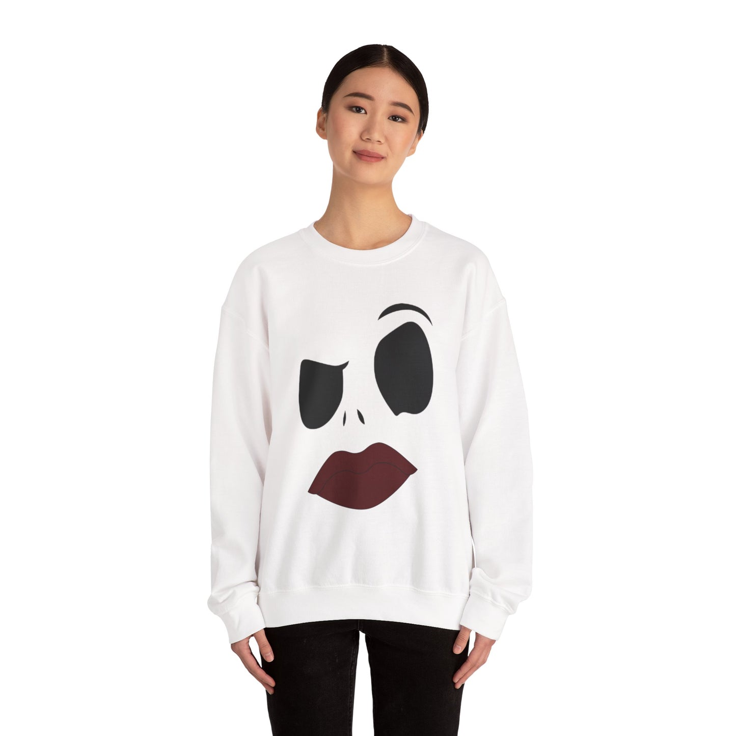 Skull Face Sweatshirt with Lips