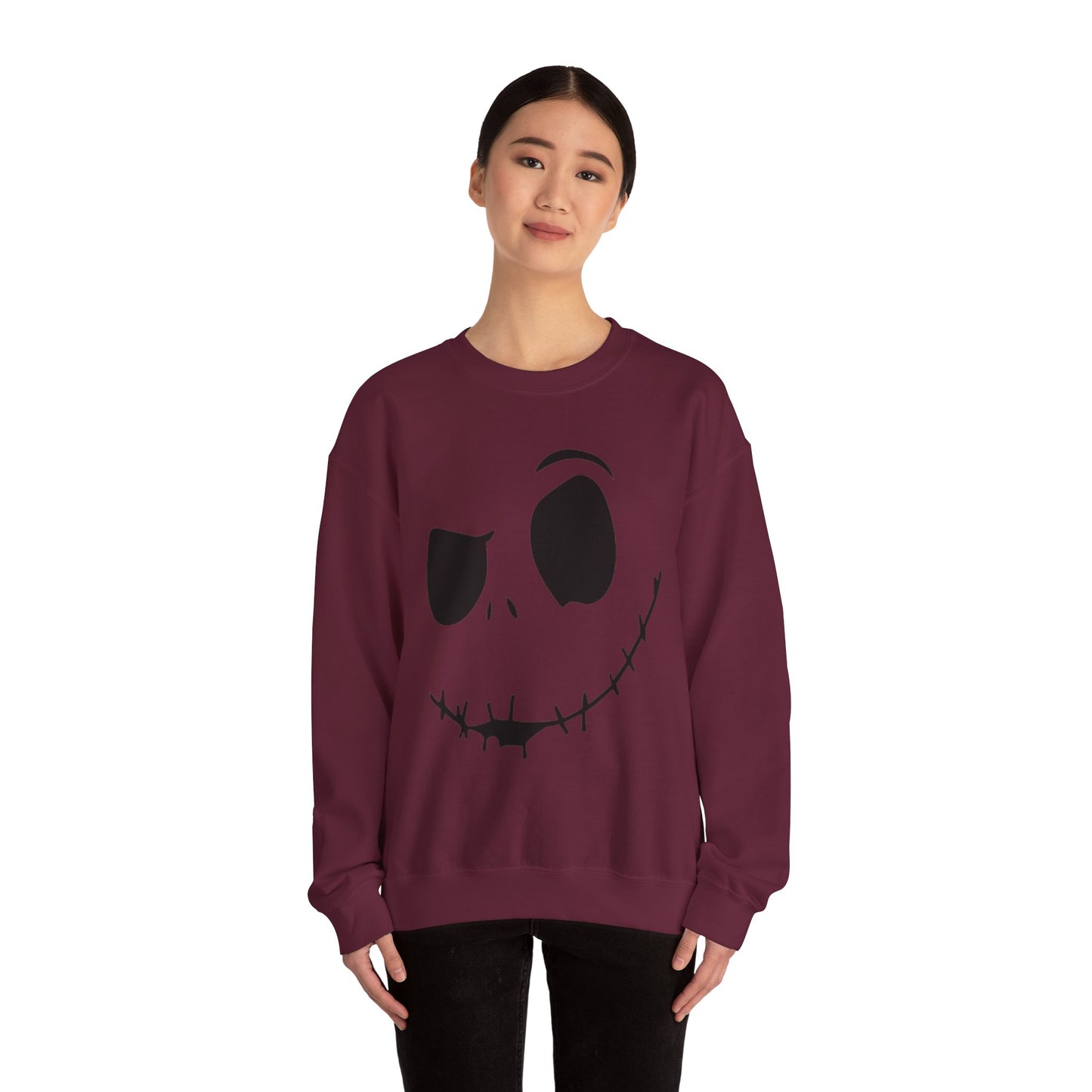 Skull Face Sweatshirt with Stitched Lips