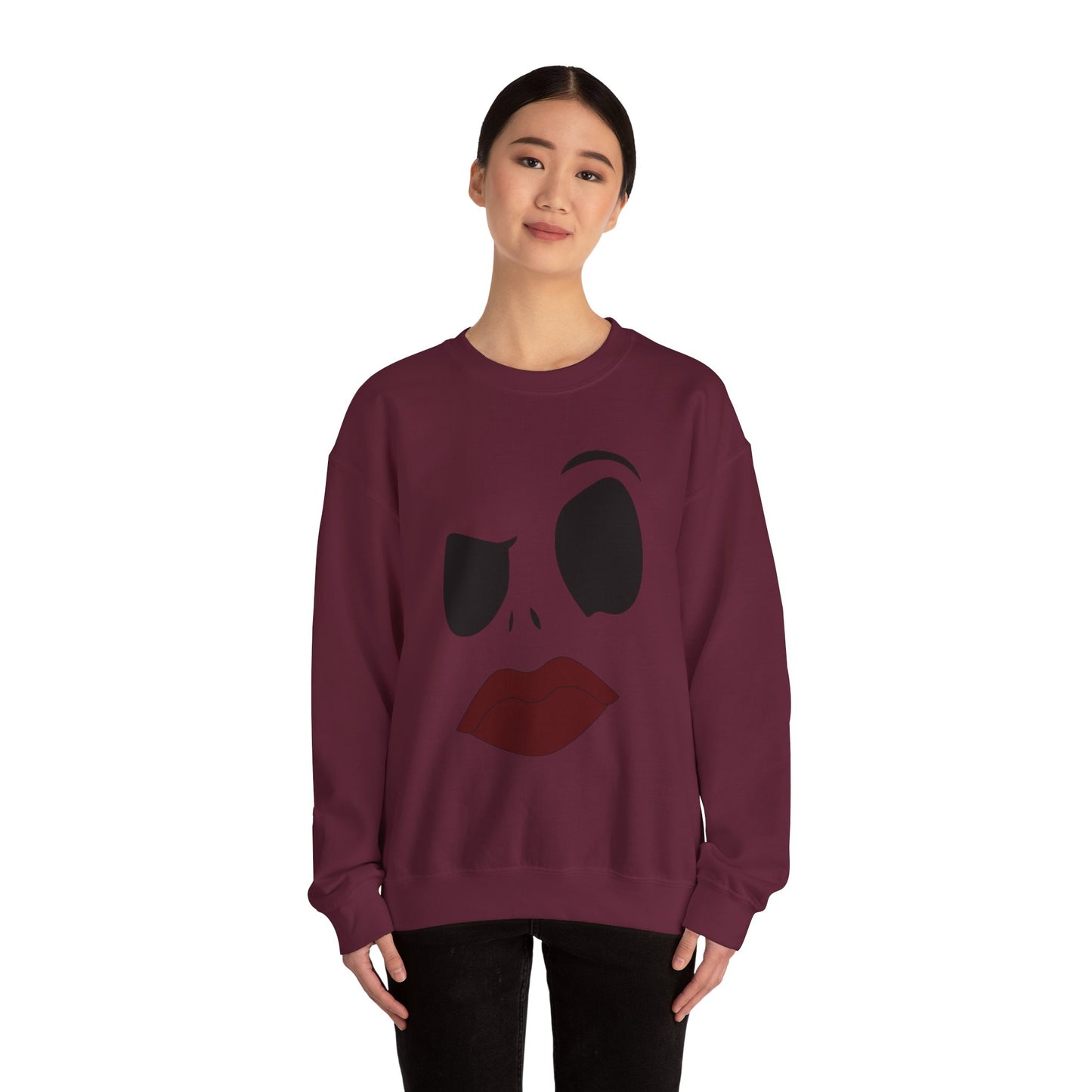 Skull Face Sweatshirt with Lips