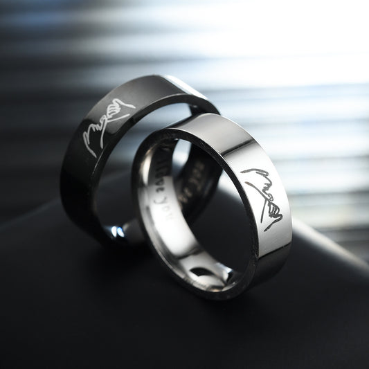 Hand In Hand Stainless Steel Couple Ring Jewelry