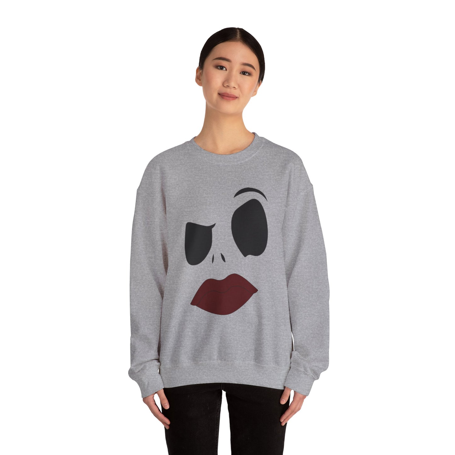 Skull Face Sweatshirt with Lips