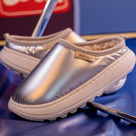 Glossy down cotton slippers