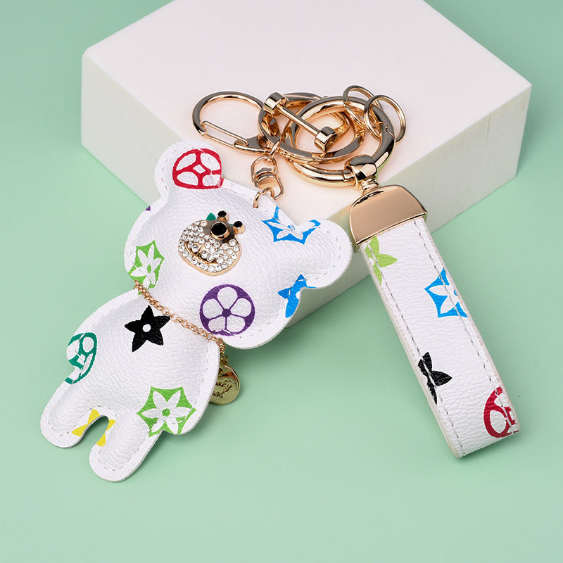 Fashion Simple Station Bear Fur Ball Keychain Pendant