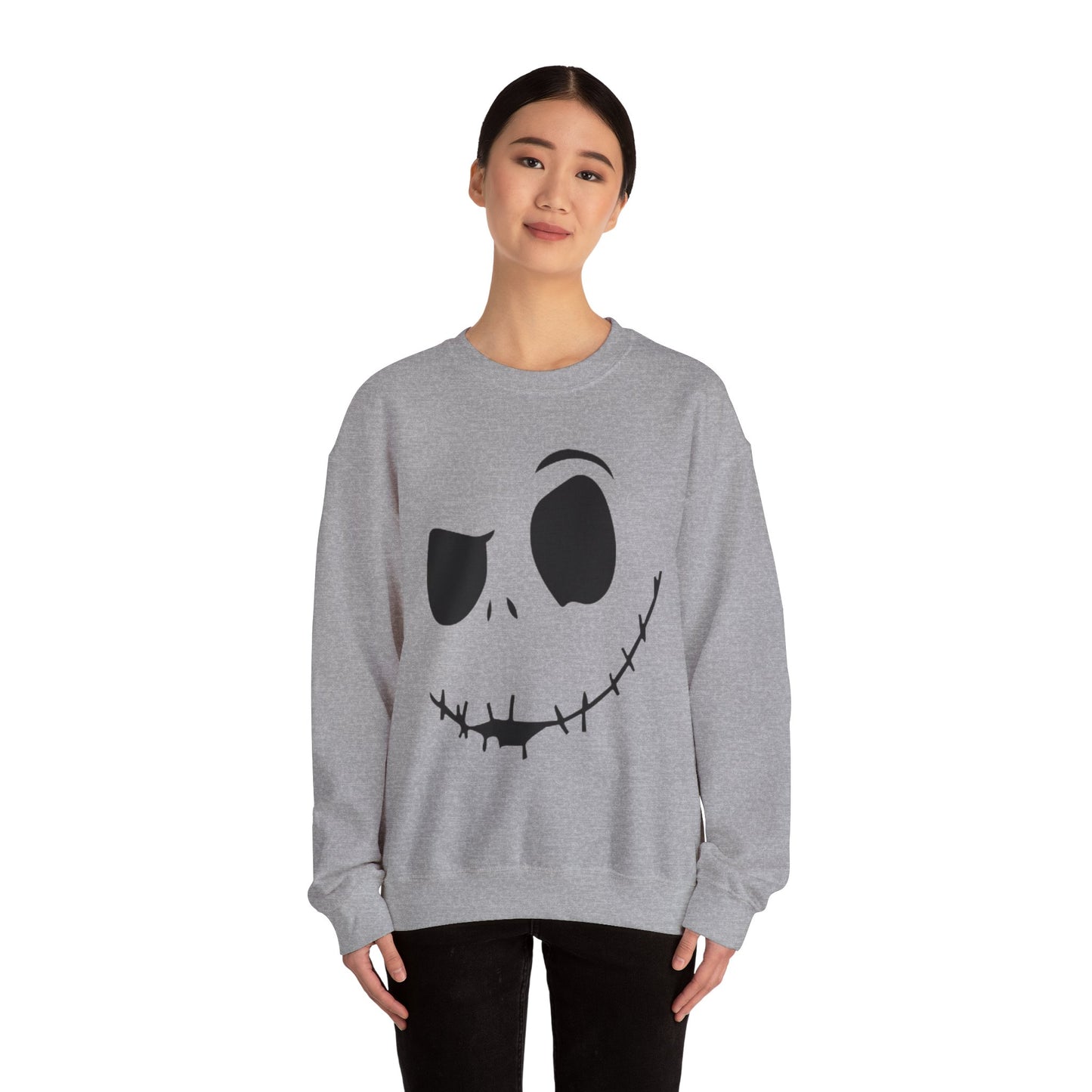 Skull Face Sweatshirt with Stitched Lips