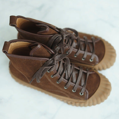 Tendon sole high-top cowhide shoes