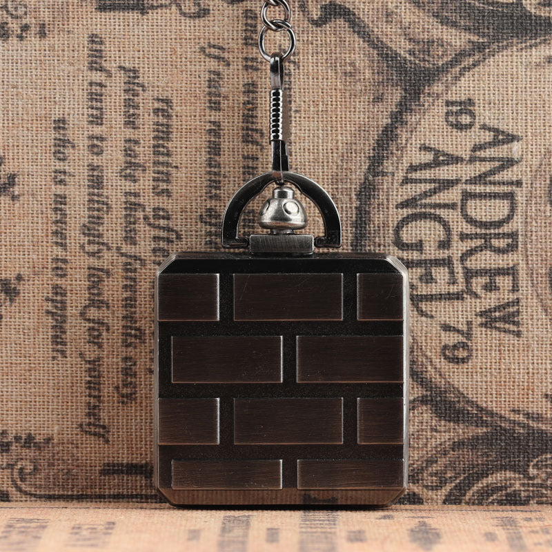 Retro gun color square question mark pocket watch