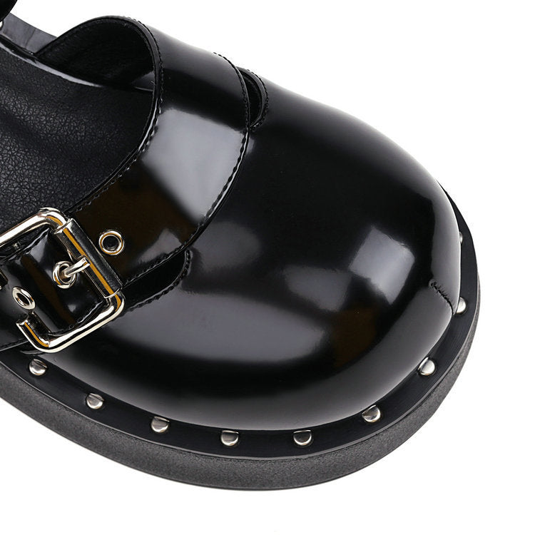 Mary Jane Bandage Shoes Lolita Women's Shoes Punk Song-promotion Costume Japanese Jk Preppy Style Height Increasing Skinny Platform Leather Shoes