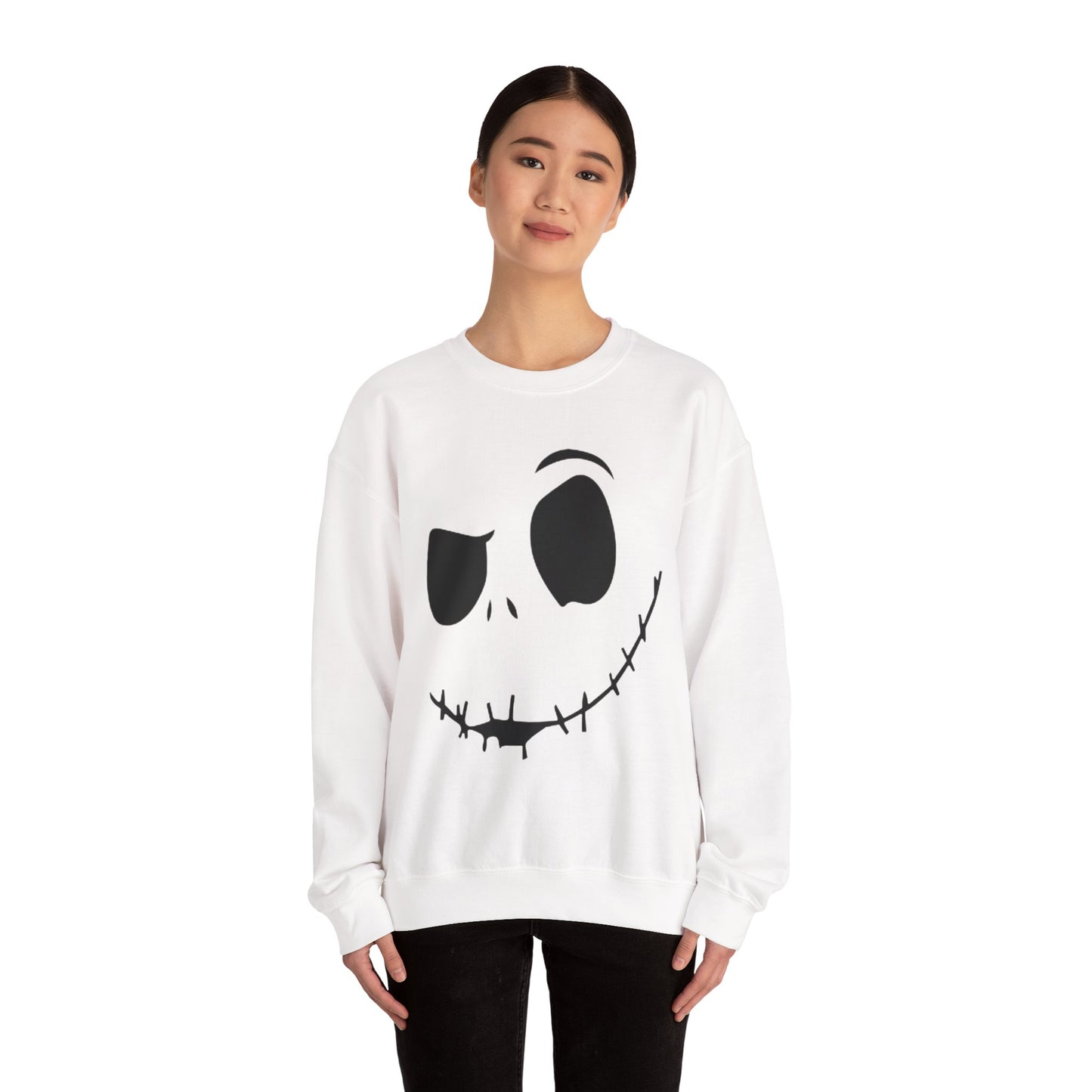 Skull Face Sweatshirt with Stitched Lips