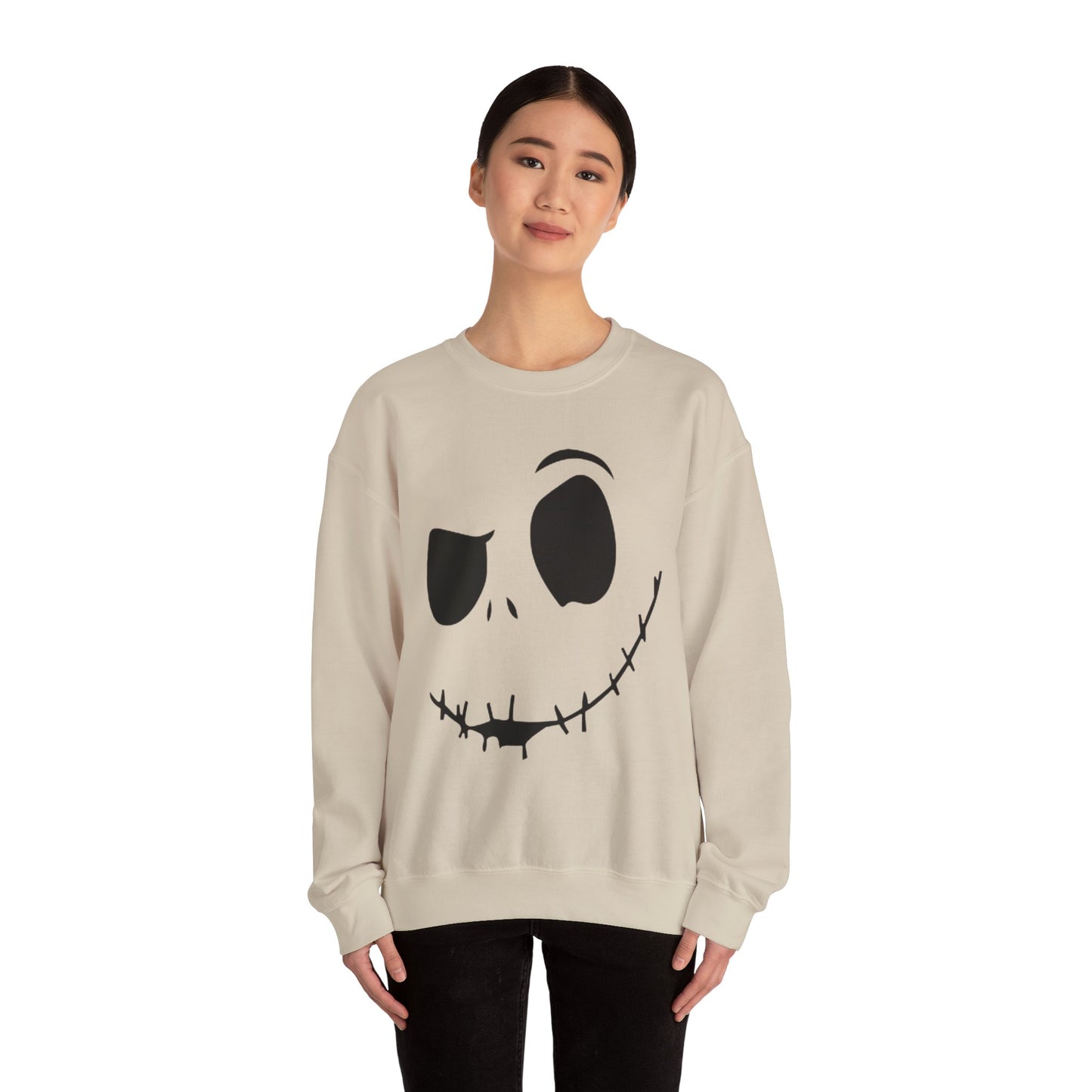 Skull Face Sweatshirt with Stitched Lips