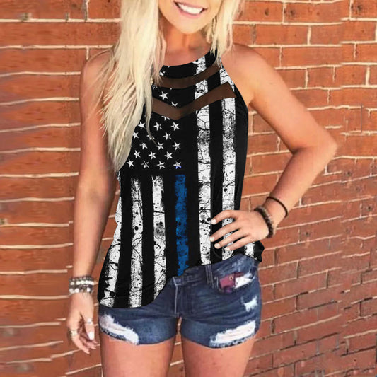 Ladies Fashion Print Loose Tank Top