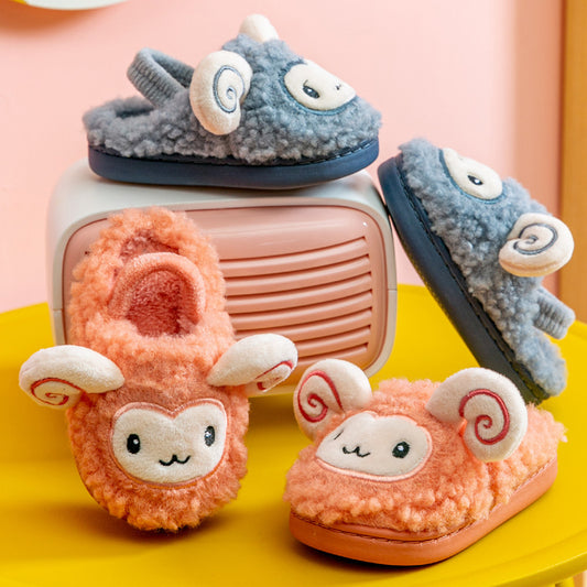 Children Home Slippers Winter Cartoon Sheep Boys Girls