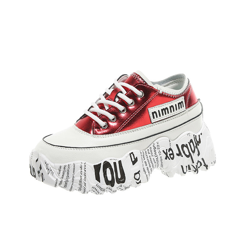 Women’s Newspaper Trifle Bottom Trendy Casual Heightening Sneakers