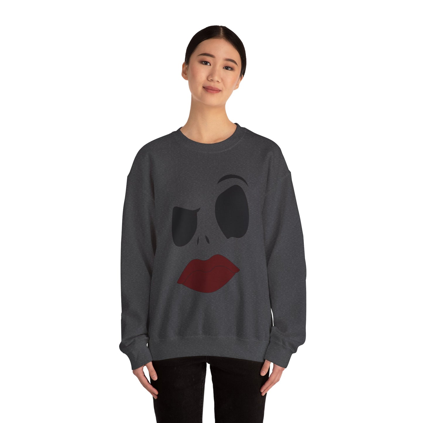 Skull Face Sweatshirt with Lips