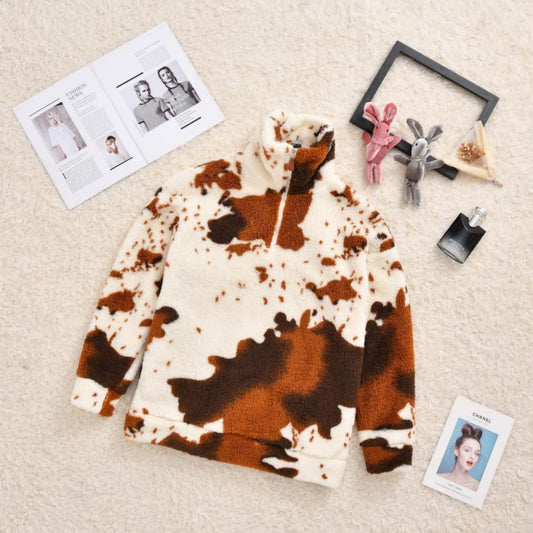 Double-sided Plush Cow Color Furry Parent-child Outfit