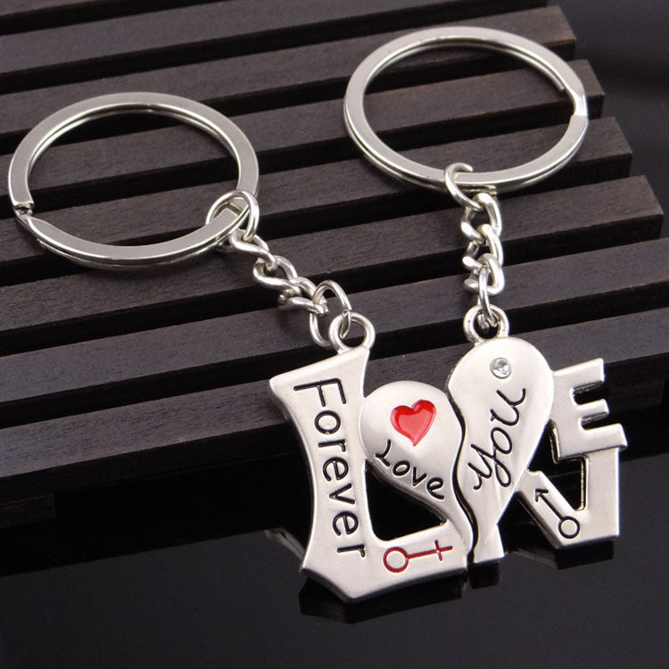 Fashion 1 Pair Of Silver Alloy Arrow Bow Love Couple Ring Couple Keychain