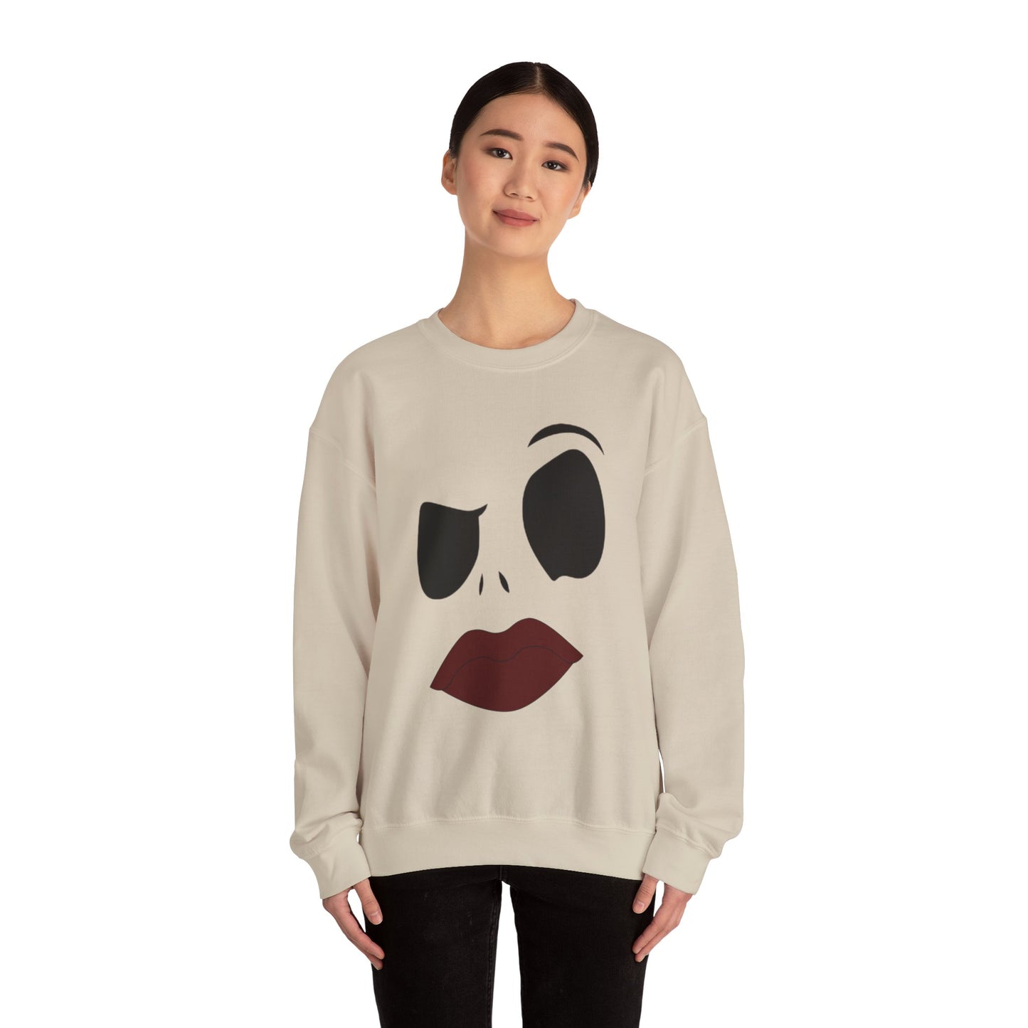Skull Face Sweatshirt with Lips