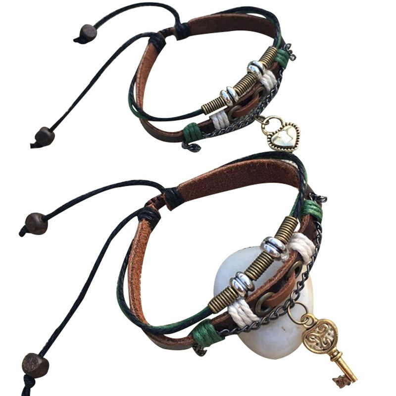Vintage Hand-woven Ethnic Leather Couple Jewelry