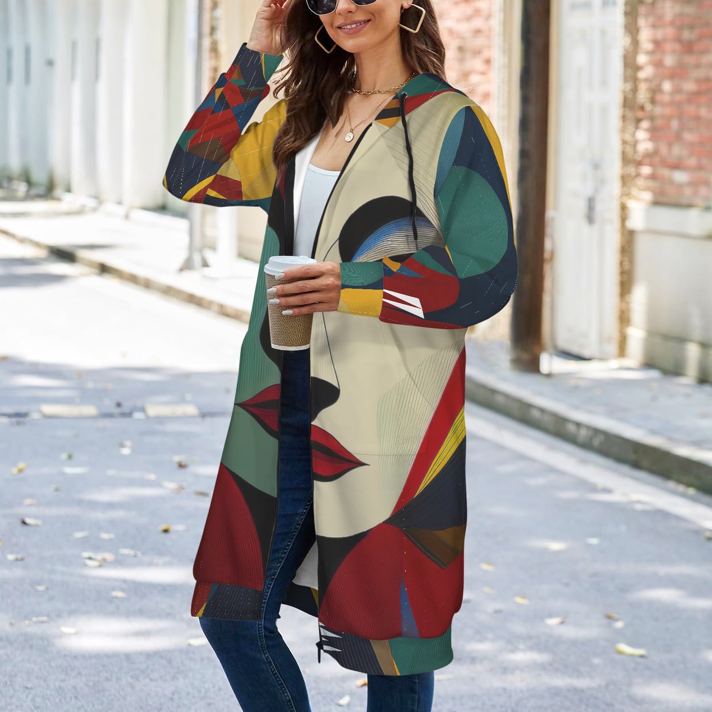 Artistry Face Women's Long Hooded Coat