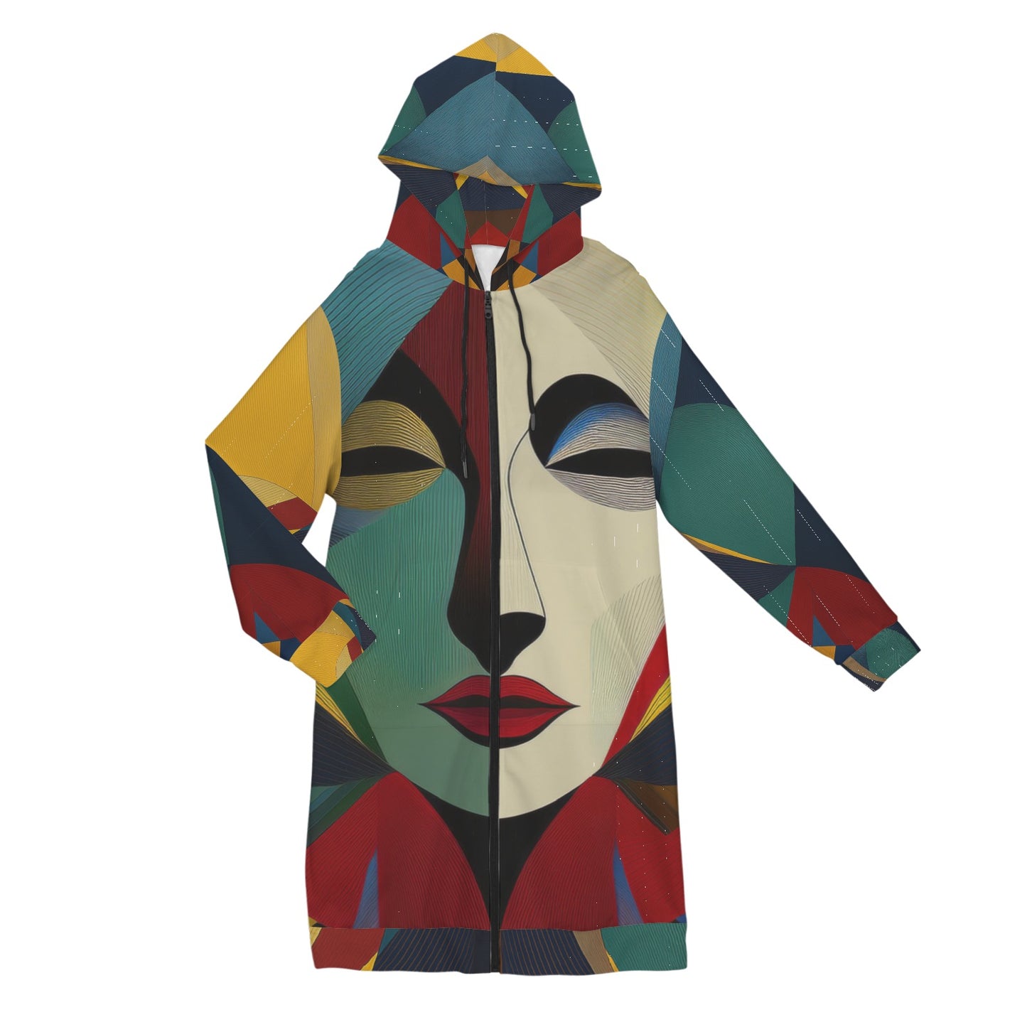 Artistry Face Women's Long Hooded Coat