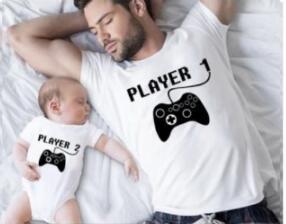 Keyboard Printed Short-sleeved Parent-child Outfit