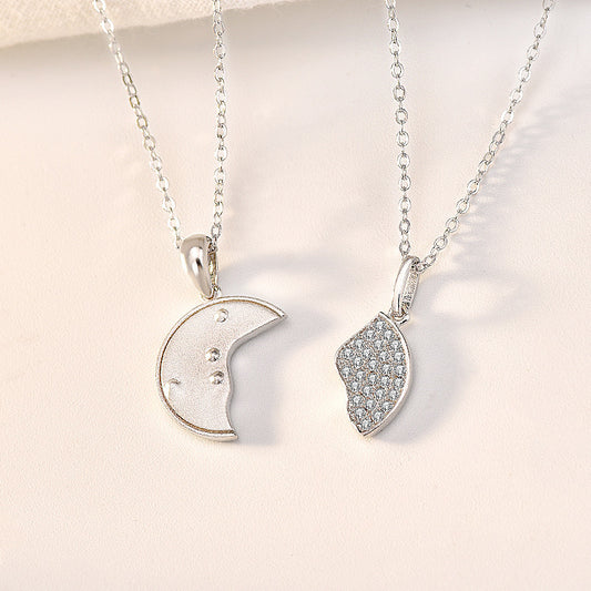 S925 Sterling Silver Button Love Letter Couple Necklace For Men And Women Creative Anniversary Jewelry