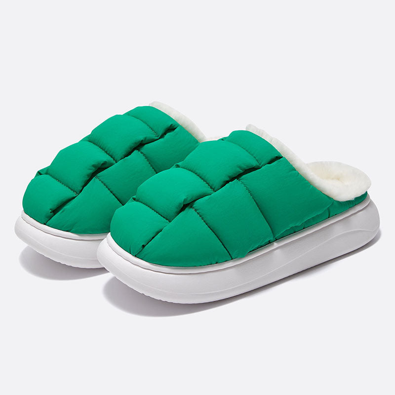A Couple Wearing Cotton Shoes Outside