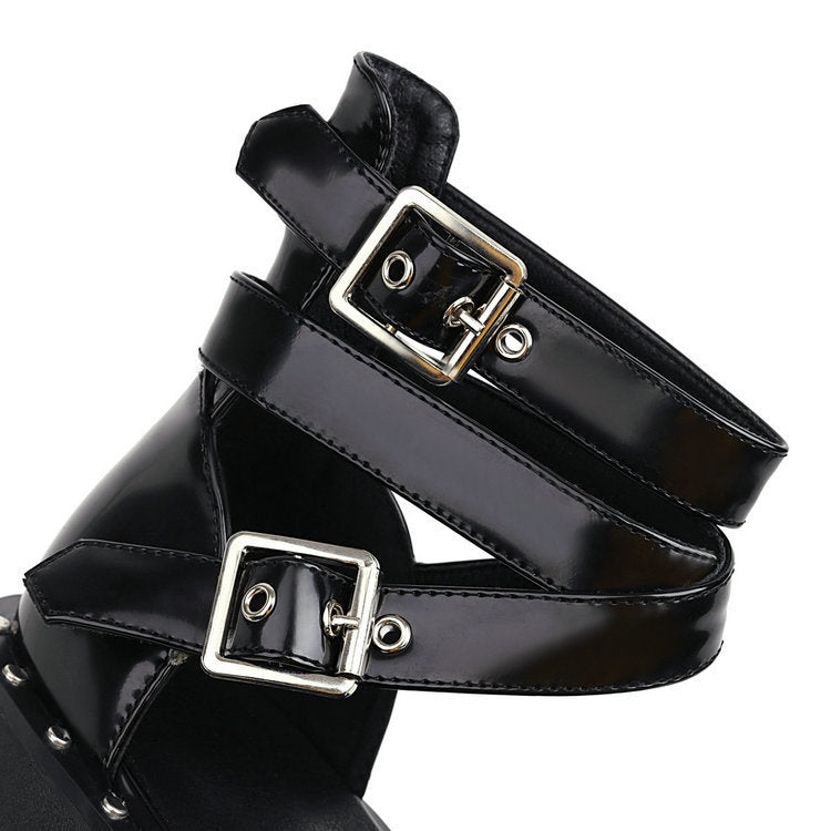 Mary Jane Bandage Shoes Lolita Women's Shoes Punk Song-promotion Costume Japanese Jk Preppy Style Height Increasing Skinny Platform Leather Shoes