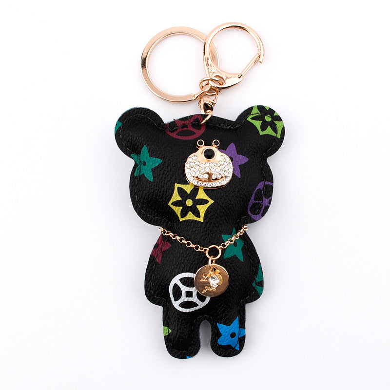 Fashion Simple Station Bear Fur Ball Keychain Pendant