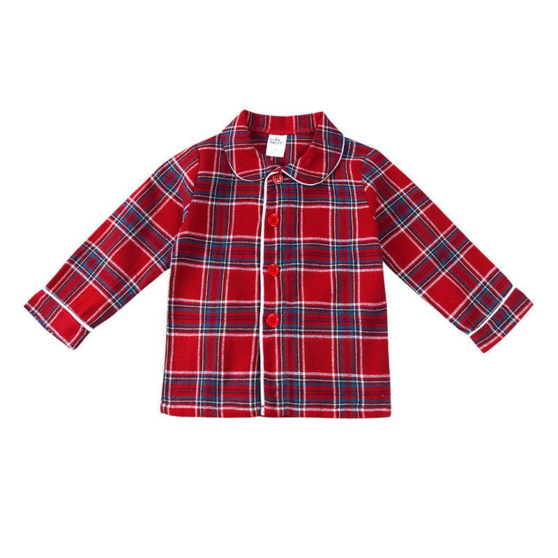 Christmas Red Plaid Dress Pajamas Suit