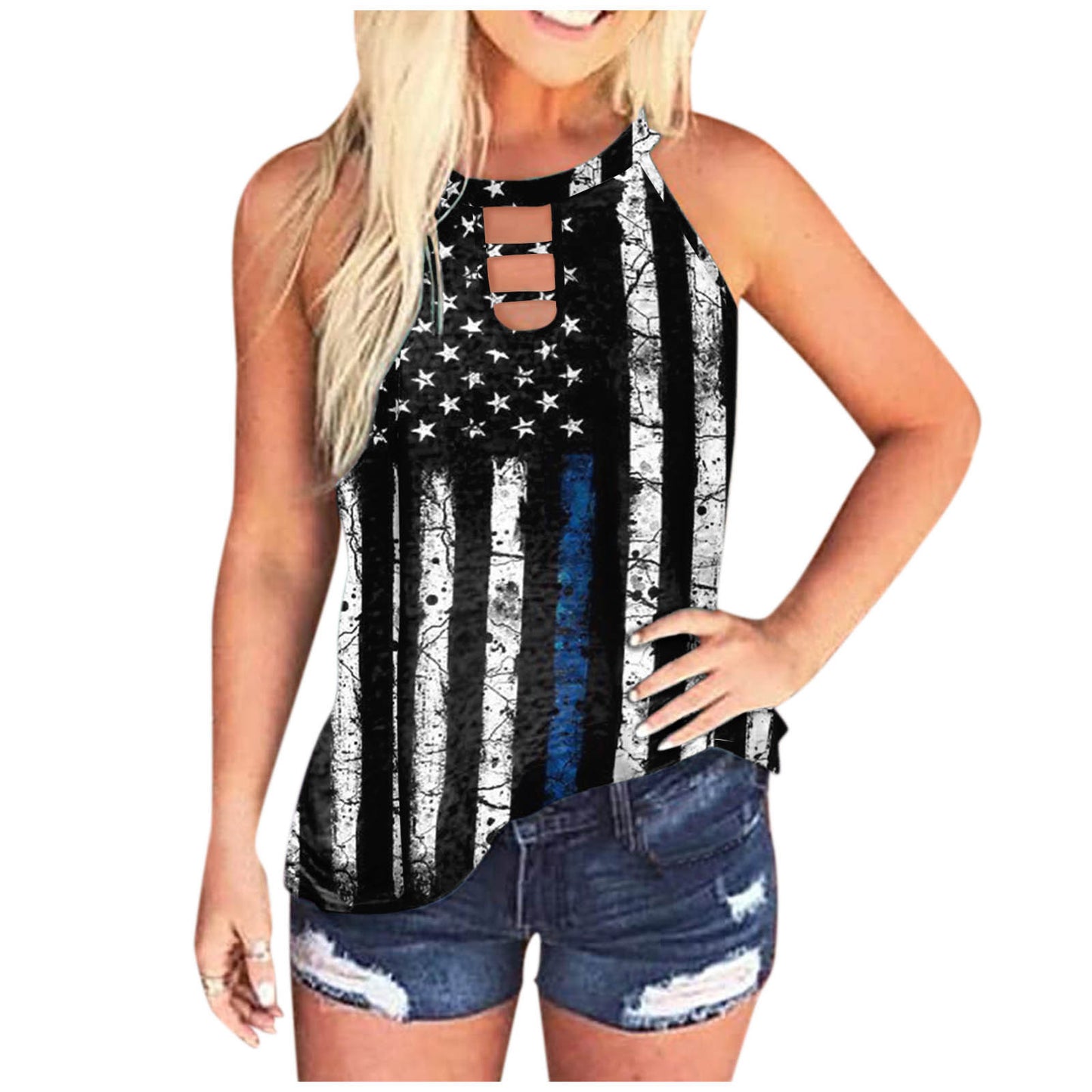 Ladies Fashion Print Loose Tank Top